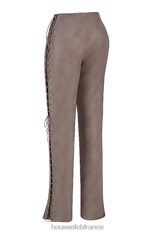 House of CB draw moka - pantalon à lacets en cuir vegan N888H901 vêtements