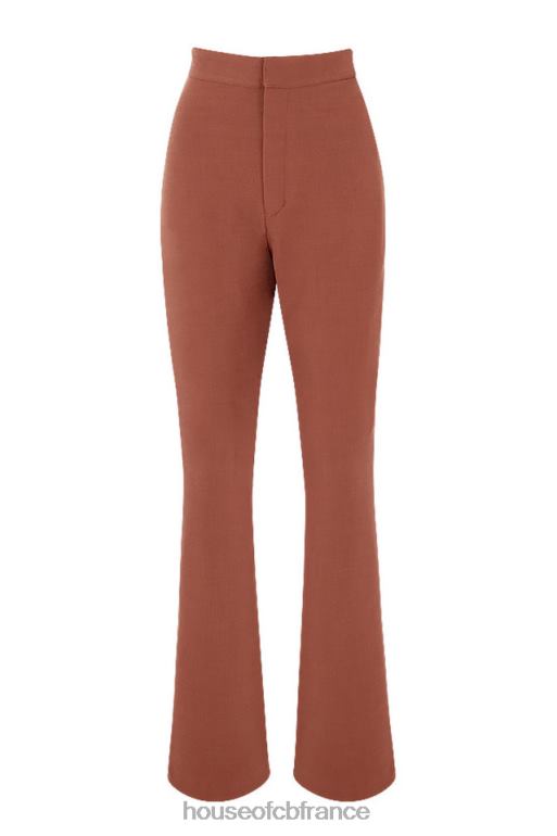 House of CB noelani pantalon évasé ajusté en lin moka N888H974 vêtements