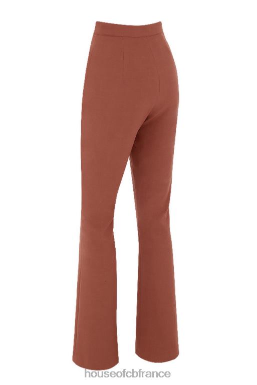House of CB noelani pantalon évasé ajusté en lin moka N888H974 vêtements
