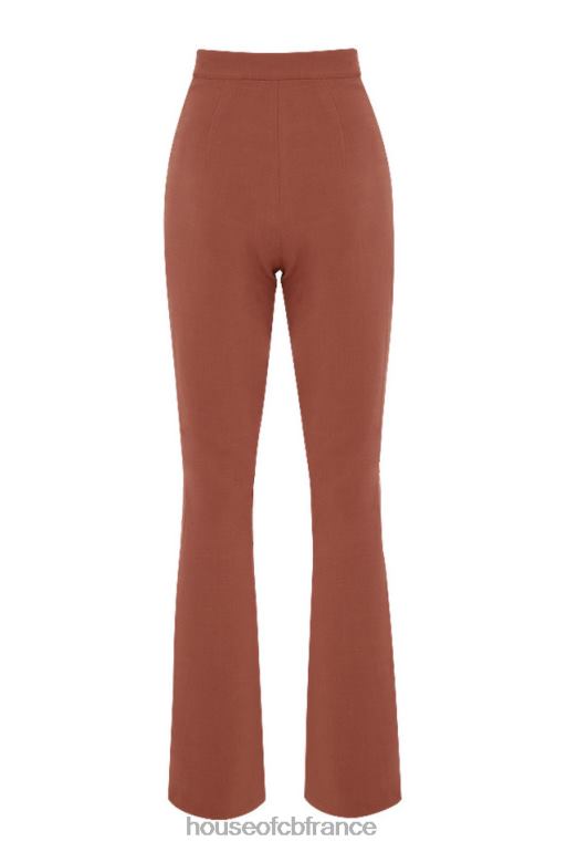 House of CB noelani pantalon évasé ajusté en lin moka N888H974 vêtements