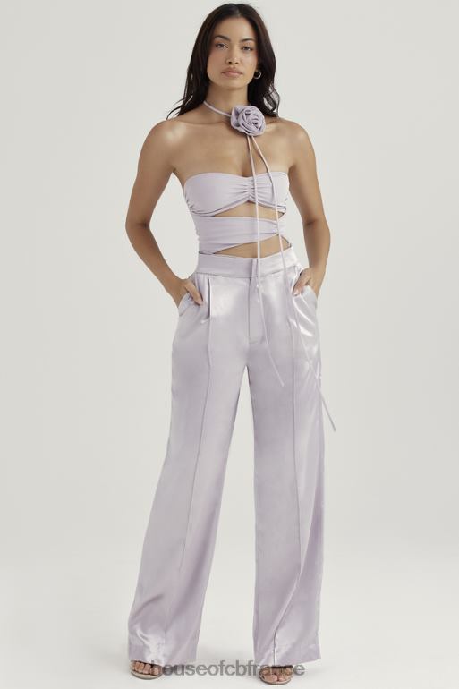 House of CB pantalon alivia en satin gris N888H917 vêtements