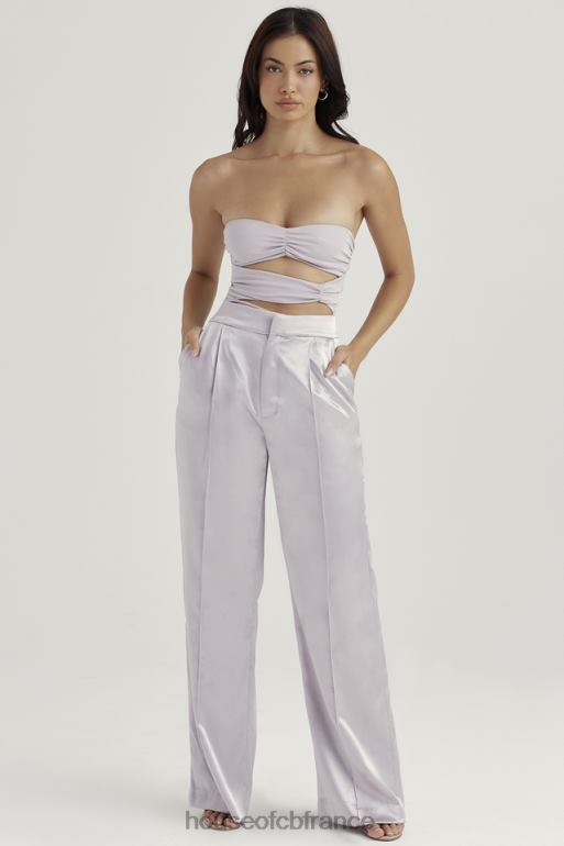 House of CB pantalon alivia en satin gris N888H917 vêtements