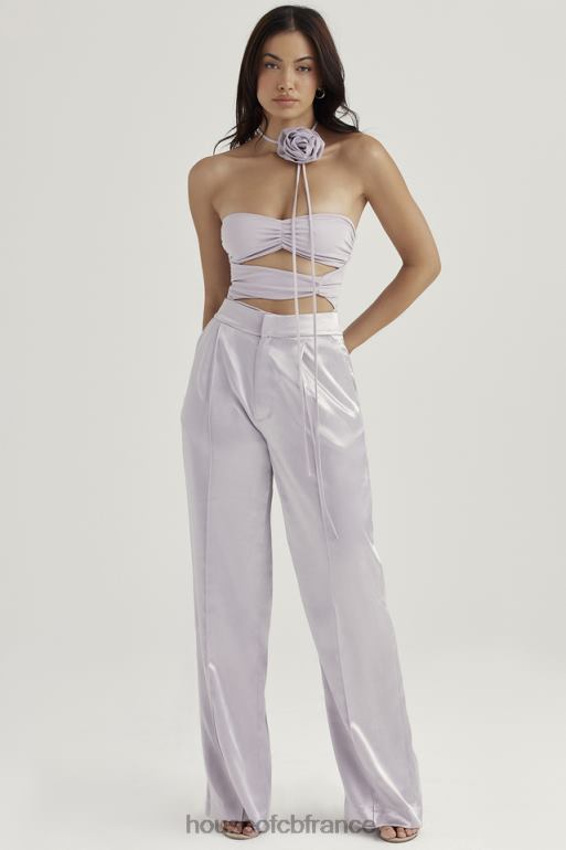 House of CB pantalon alivia en satin gris N888H917 vêtements
