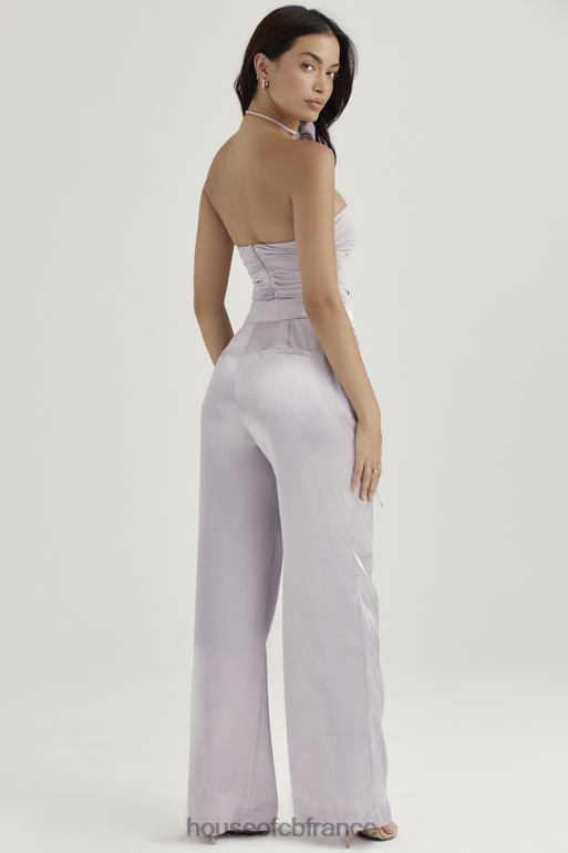 House of CB pantalon alivia en satin gris N888H917 vêtements