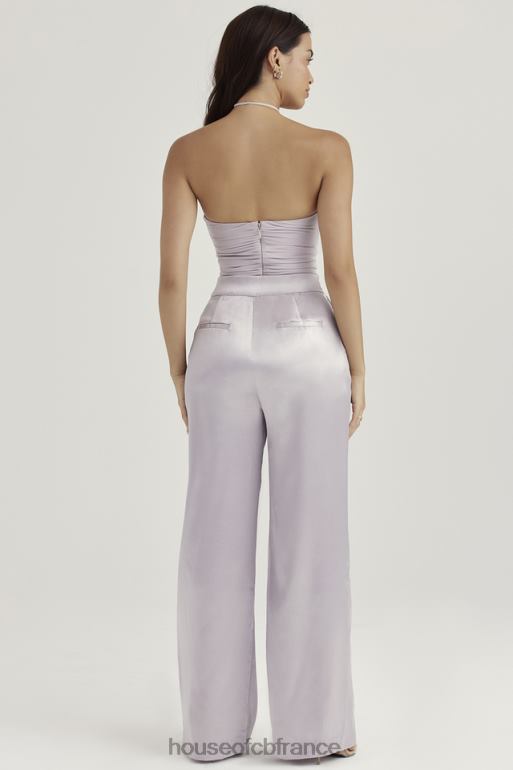 House of CB pantalon alivia en satin gris N888H917 vêtements