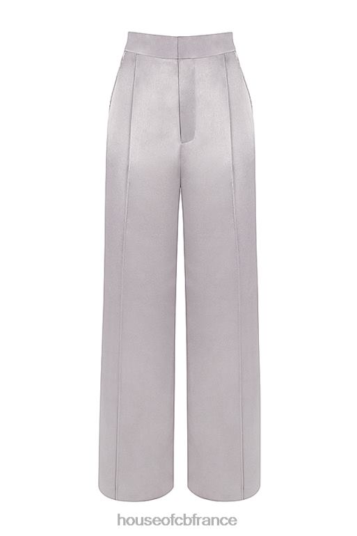House of CB pantalon alivia en satin gris N888H917 vêtements