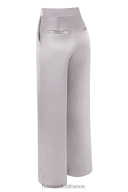 House of CB pantalon alivia en satin gris N888H917 vêtements