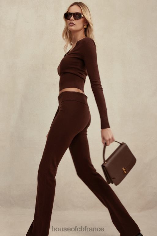 House of CB pantalon ama en cachemire mélangé chocolat N888H826 vêtements