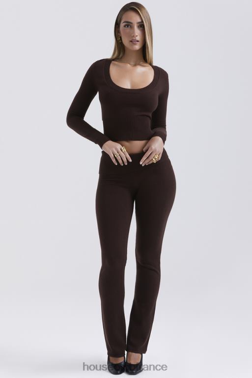 House of CB pantalon ama en cachemire mélangé chocolat N888H826 vêtements