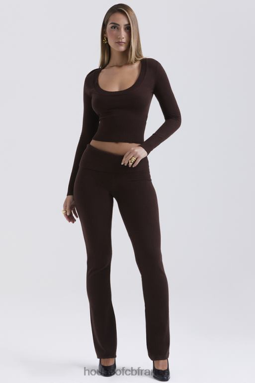 House of CB pantalon ama en cachemire mélangé chocolat N888H826 vêtements
