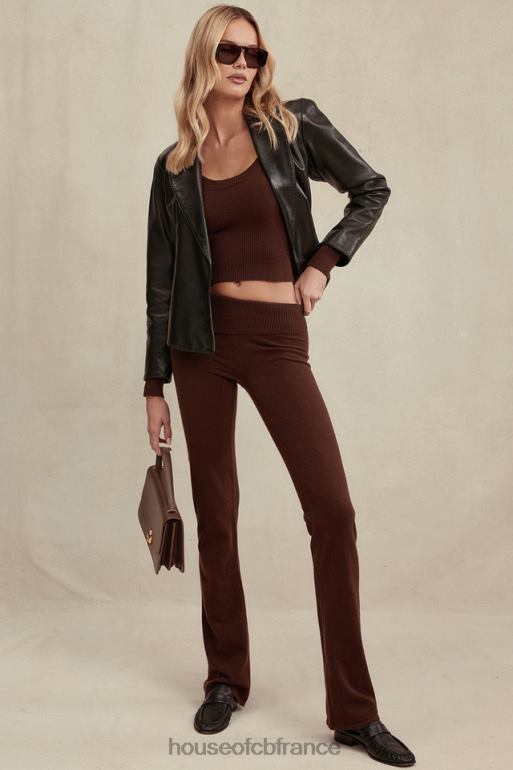 House of CB pantalon ama en cachemire mélangé chocolat N888H826 vêtements