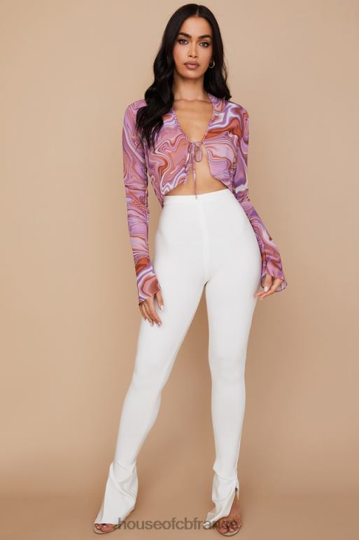 House of CB pantalon bandage taille haute blanc Gloriette N888H964 vêtements