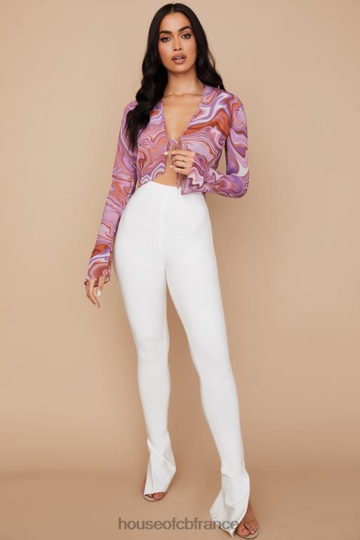 House of CB pantalon bandage taille haute blanc Gloriette N888H964 vêtements
