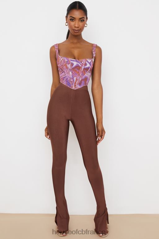 House of CB pantalon bandage taille haute chocolat gloriette N888H966 vêtements