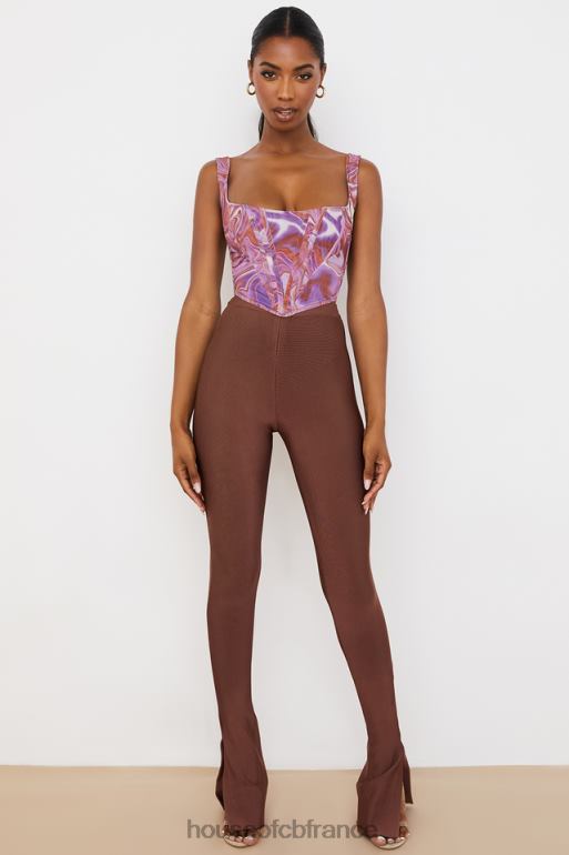 House of CB pantalon bandage taille haute chocolat gloriette N888H966 vêtements