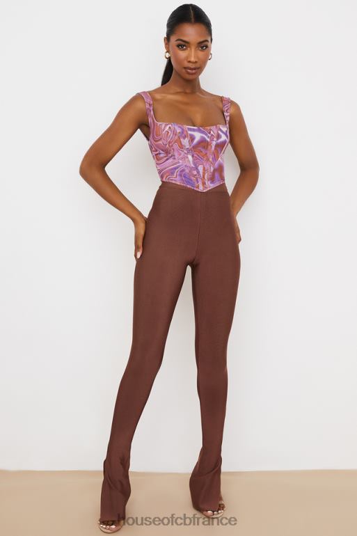 House of CB pantalon bandage taille haute chocolat gloriette N888H966 vêtements