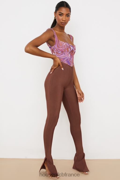 House of CB pantalon bandage taille haute chocolat gloriette N888H966 vêtements