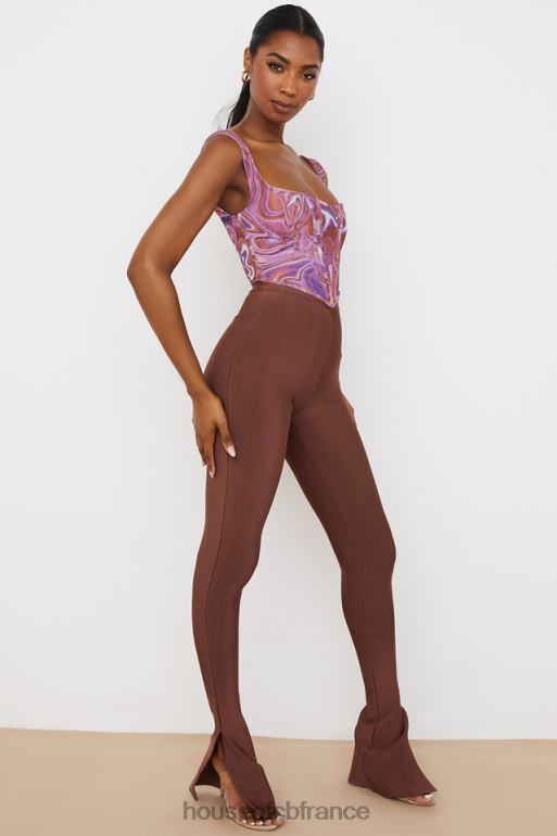 House of CB pantalon bandage taille haute chocolat gloriette N888H966 vêtements