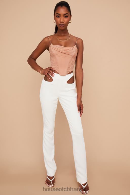 House of CB pantalon à découpes en crêpe blanc osaka N888H960 vêtements