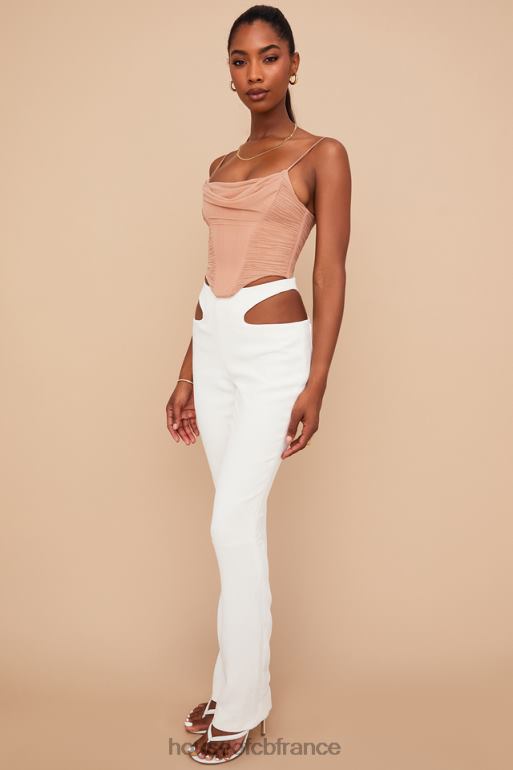 House of CB pantalon à découpes en crêpe blanc osaka N888H960 vêtements
