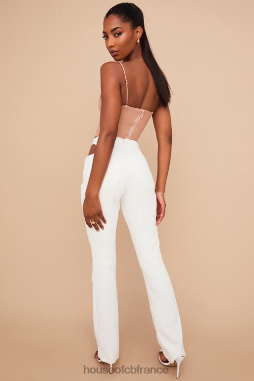 House of CB pantalon à découpes en crêpe blanc osaka N888H960 vêtements