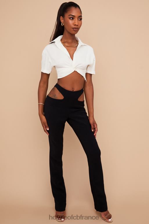 House of CB pantalon à découpes en crêpe noir osaka N888H961 vêtements
