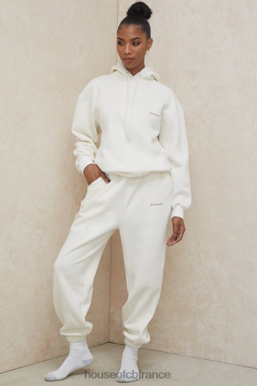 House of CB pantalon de jogging dos en molleton blanc cassé ciel N888H999 vêtements