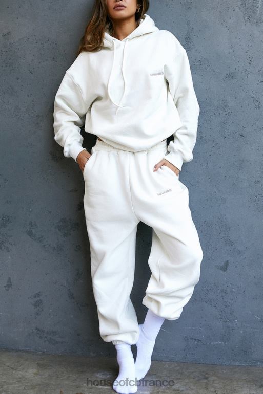 House of CB pantalon de jogging dos en molleton blanc cassé ciel N888H999 vêtements