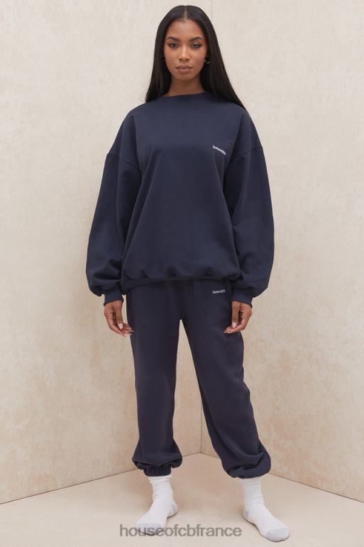 House of CB pantalon de jogging dos en molleton bleu marine ciel N888H1007 vêtements