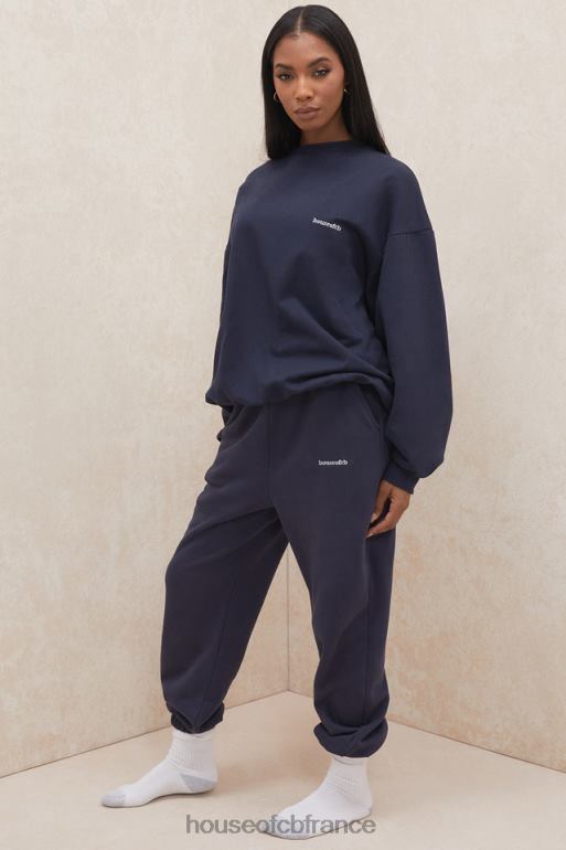 House of CB pantalon de jogging dos en molleton bleu marine ciel N888H1007 vêtements