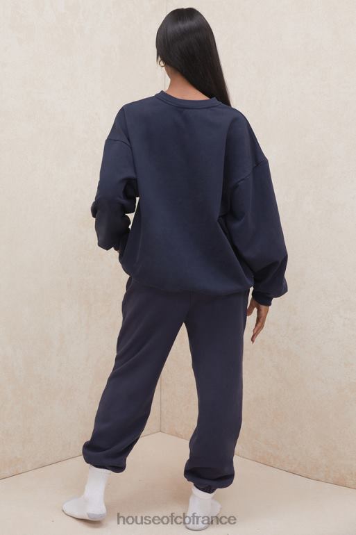 House of CB pantalon de jogging dos en molleton bleu marine ciel N888H1007 vêtements