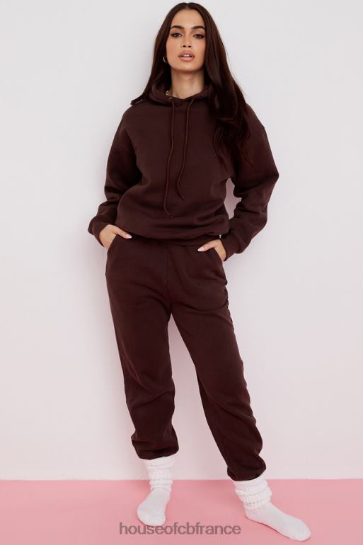 House of CB pantalon de jogging dos en molleton chocolat ciel N888H975 vêtements