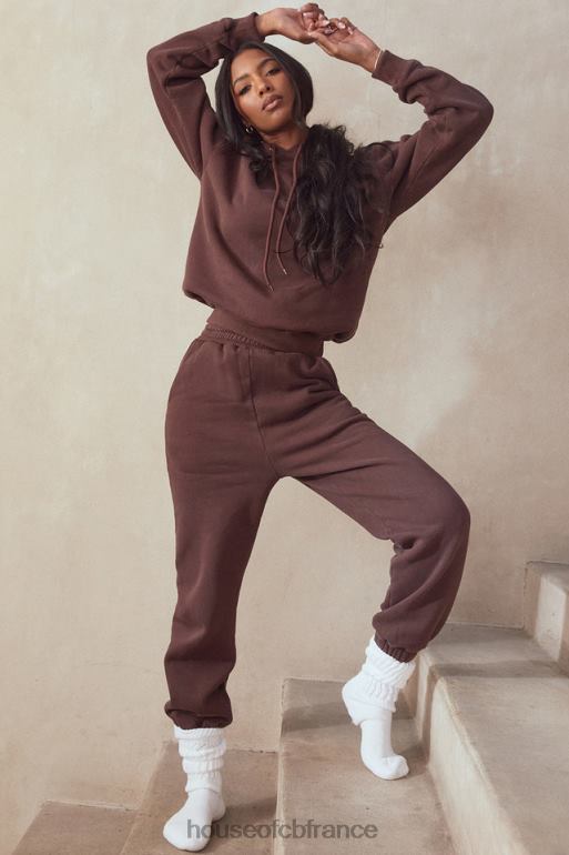 House of CB pantalon de jogging dos en molleton chocolat ciel N888H975 vêtements