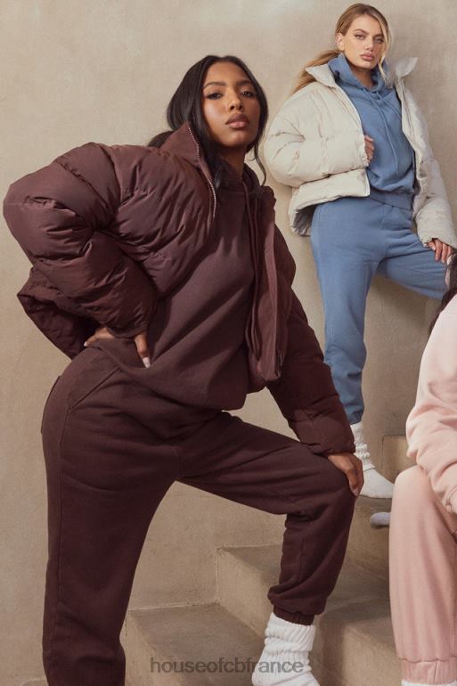 House of CB pantalon de jogging dos en molleton chocolat ciel N888H975 vêtements