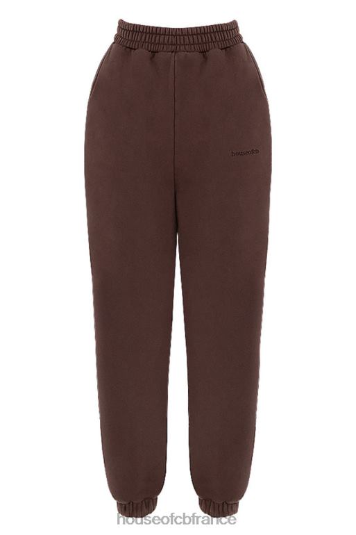 House of CB pantalon de jogging dos en molleton chocolat ciel N888H975 vêtements