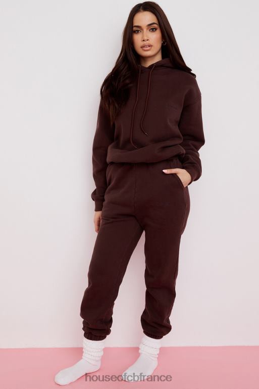House of CB pantalon de jogging dos en molleton chocolat ciel N888H975 vêtements