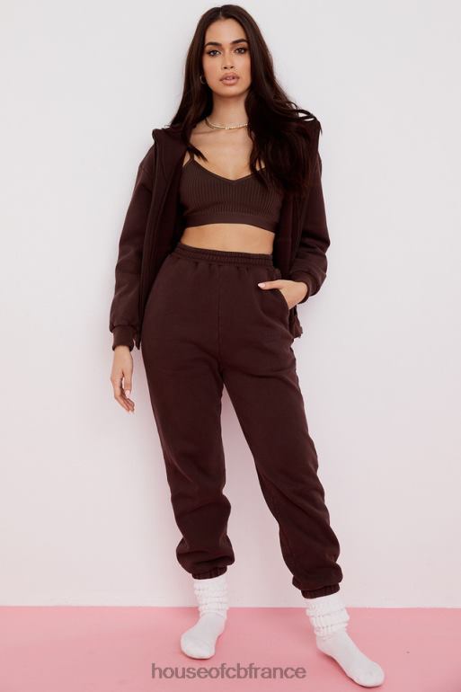 House of CB pantalon de jogging dos en molleton chocolat ciel N888H975 vêtements