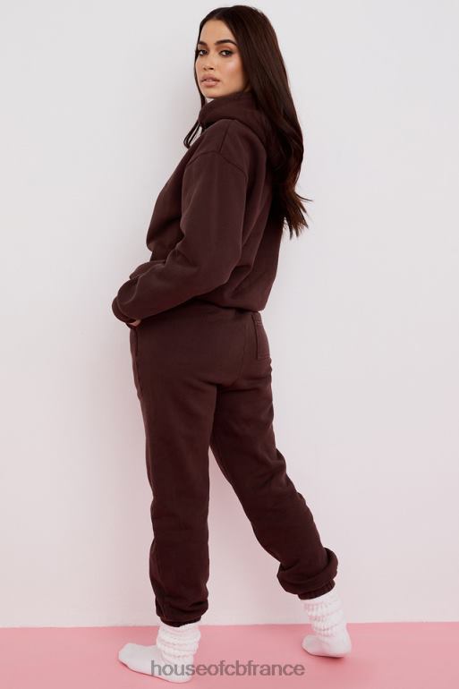 House of CB pantalon de jogging dos en molleton chocolat ciel N888H975 vêtements