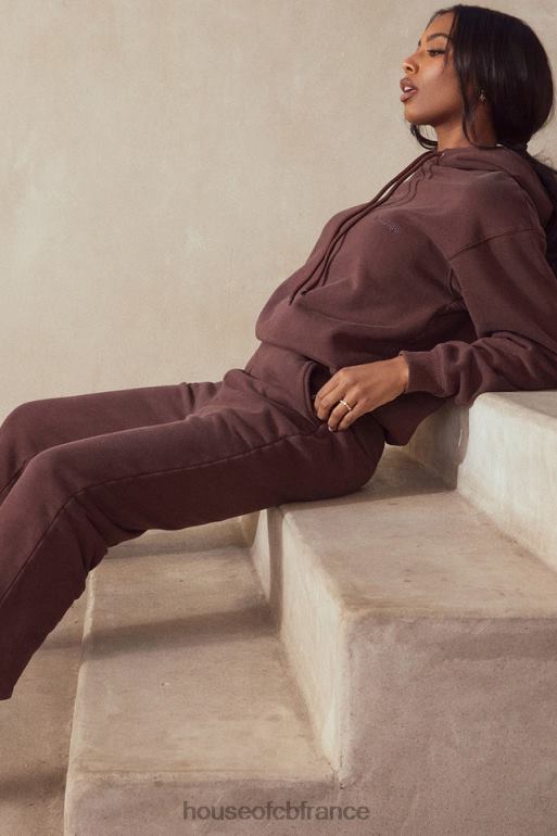 House of CB pantalon de jogging dos en molleton chocolat ciel N888H975 vêtements
