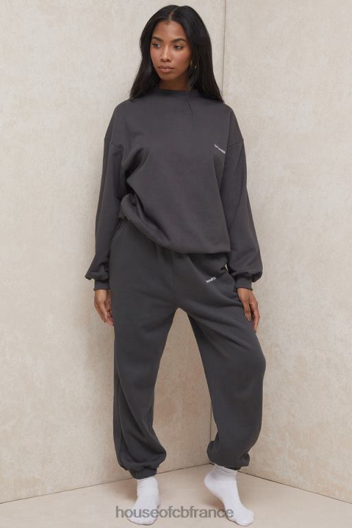 House of CB pantalon de jogging dos en molleton sky anthracite N888H998 vêtements