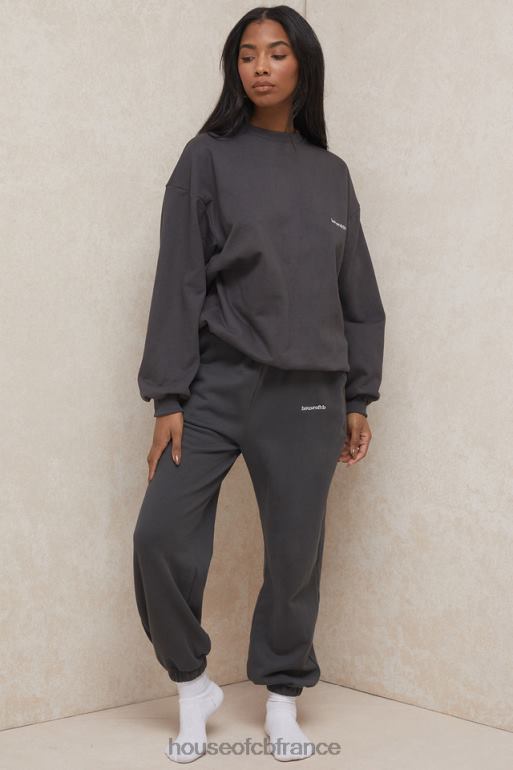 House of CB pantalon de jogging dos en molleton sky anthracite N888H998 vêtements