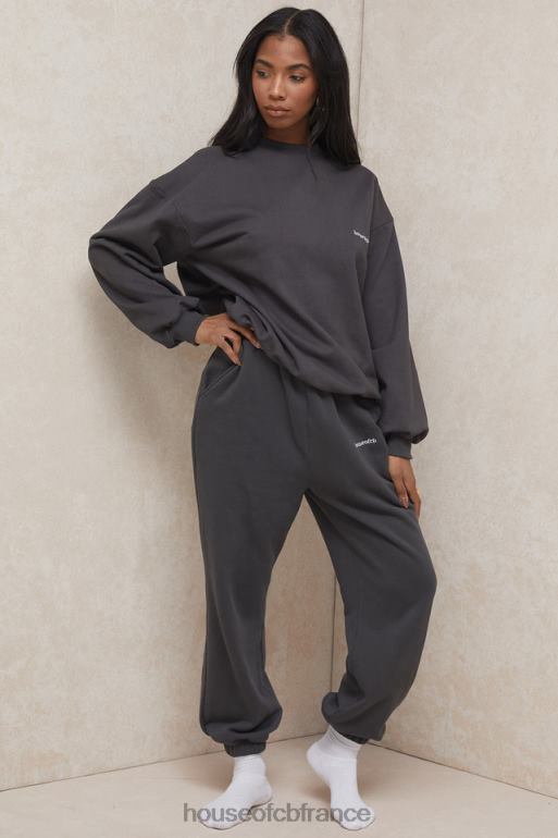 House of CB pantalon de jogging dos en molleton sky anthracite N888H998 vêtements