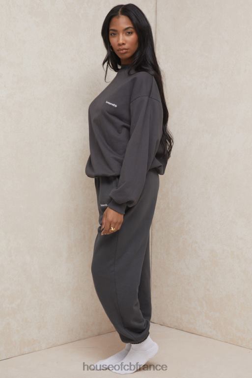 House of CB pantalon de jogging dos en molleton sky anthracite N888H998 vêtements
