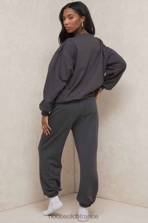 House of CB pantalon de jogging dos en molleton sky anthracite N888H998 vêtements