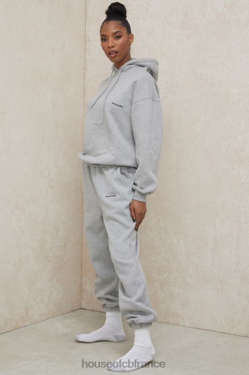 House of CB pantalon de jogging dos polaire gris ciel N888H1008 vêtements