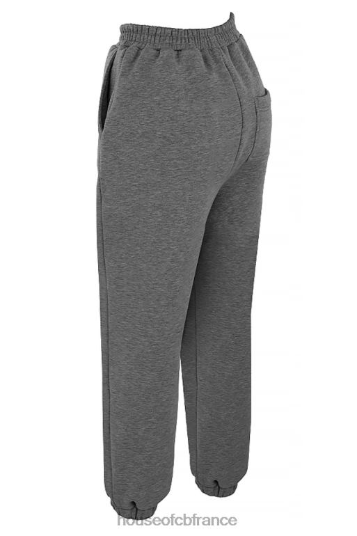 House of CB pantalon de jogging dos polaire gris foncé ciel N888H945 vêtements
