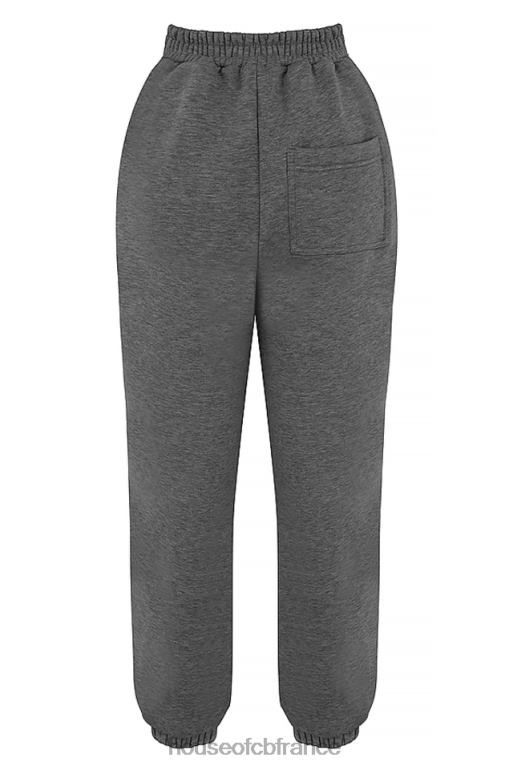 House of CB pantalon de jogging dos polaire gris foncé ciel N888H945 vêtements