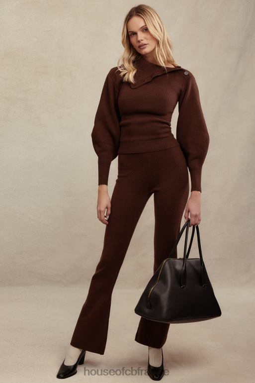 House of CB pantalon en cachemire mélangé chocolat nereida N888H827 vêtements