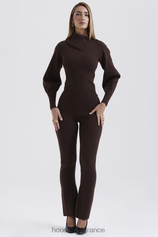 House of CB pantalon en cachemire mélangé chocolat nereida N888H827 vêtements