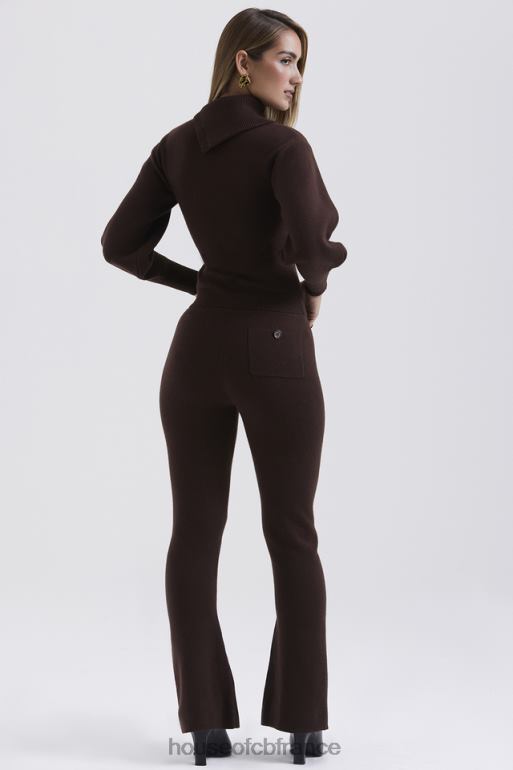 House of CB pantalon en cachemire mélangé chocolat nereida N888H827 vêtements